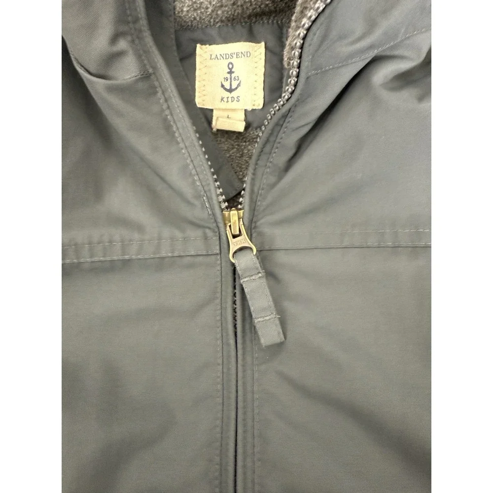 Land's End Kids Youth L (7) Grow-A-Long Gray Hooded Winter Jacket‎ Coat